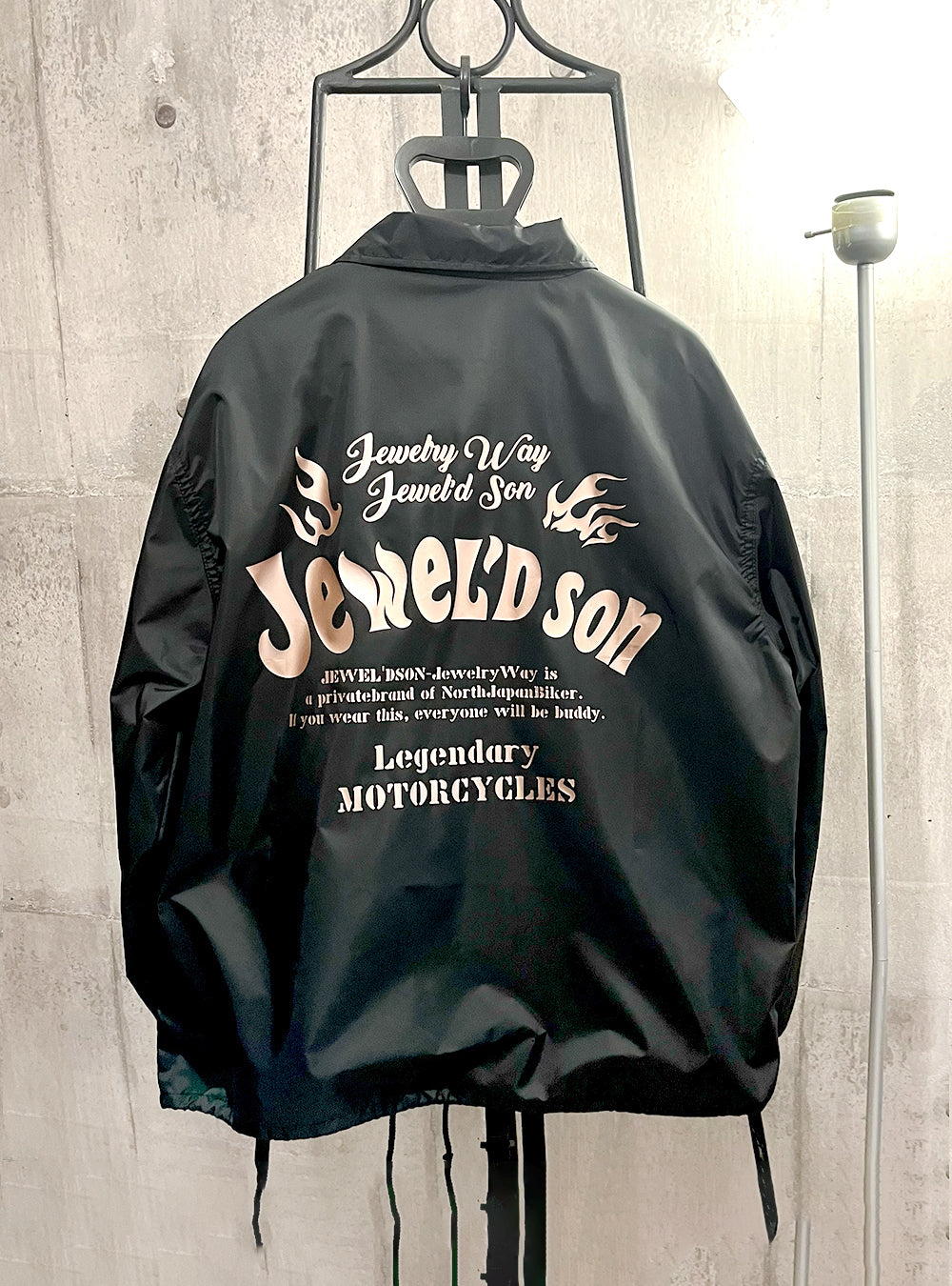 コーチジャケット黒（ナイロン）【FIRE Logo Design】 | JEWEL'D SON