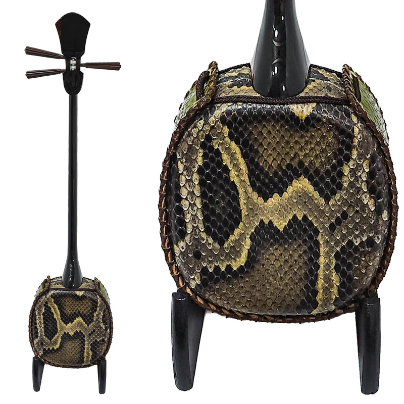 動作品】 沖縄三線 三味線 へび皮 蛇皮 蛇革 希少 レア 沖縄三味線 和