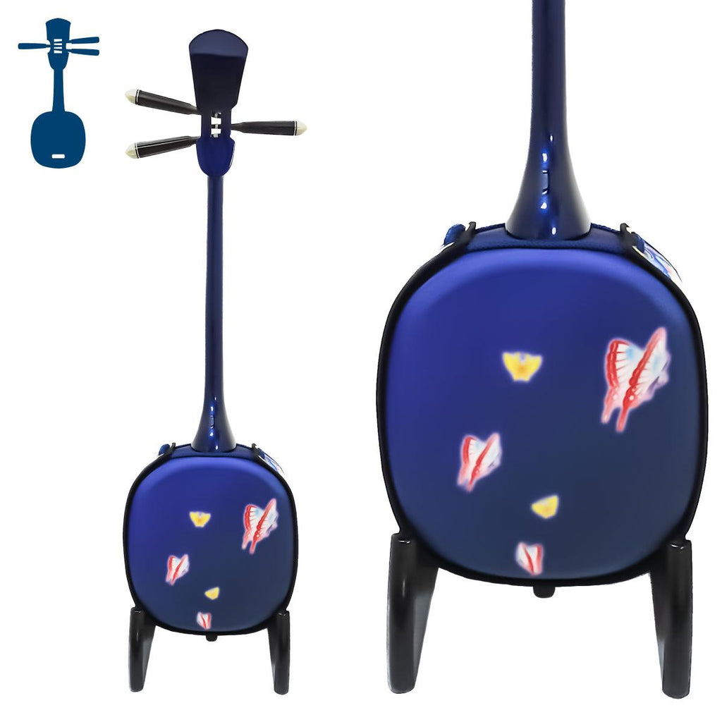 真壁型 ネイビーブルー ハイビスカス＆蝶(紺) ちびらー三線 – 米須三線店