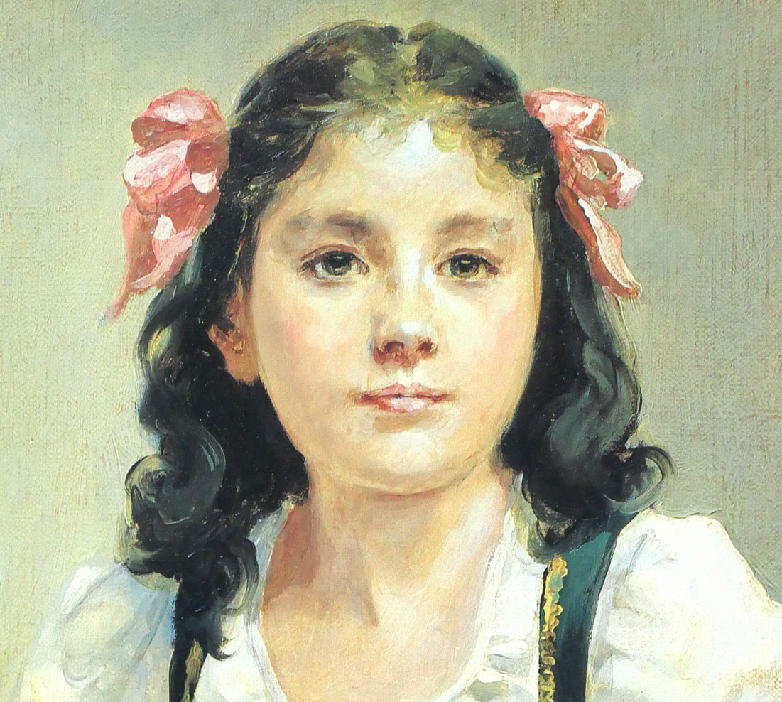 奥龍之介「バイオリンの少女」特製美術画・8号 絵画買取・販売の小竹美術