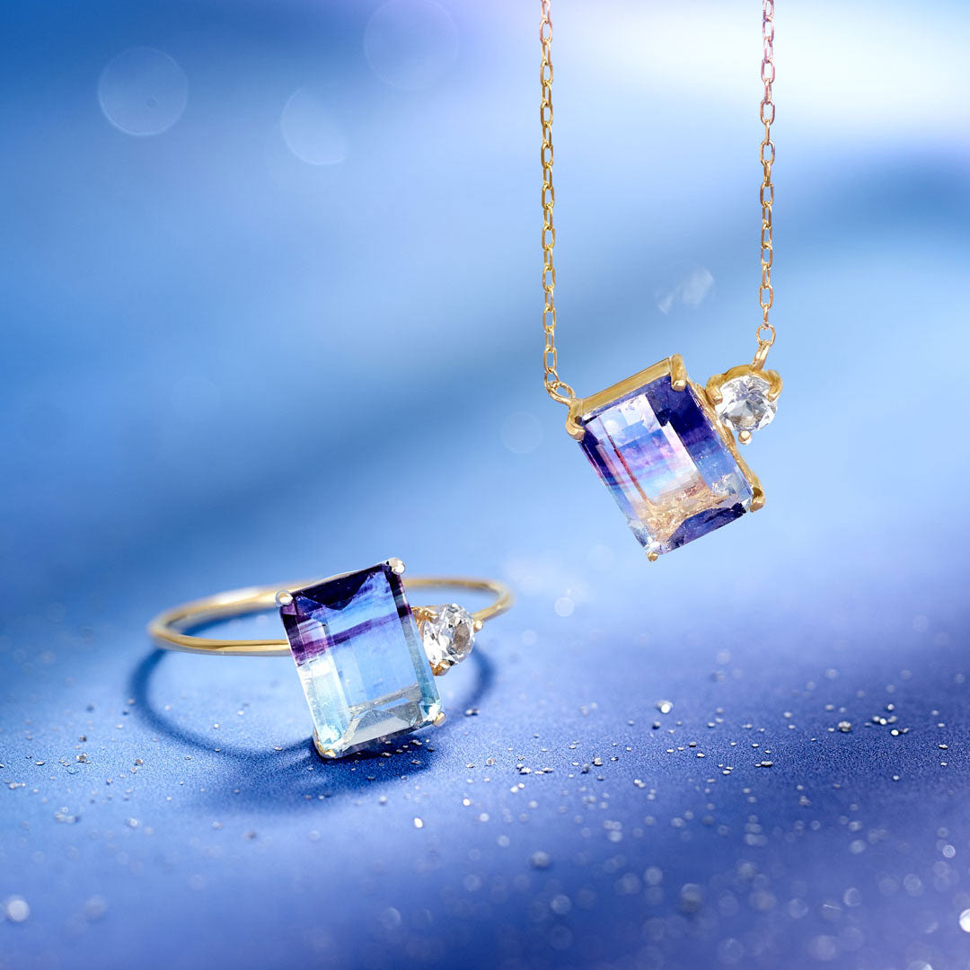 Winter Collection】K10 レインボーフローライト ネックレス | 60-9338