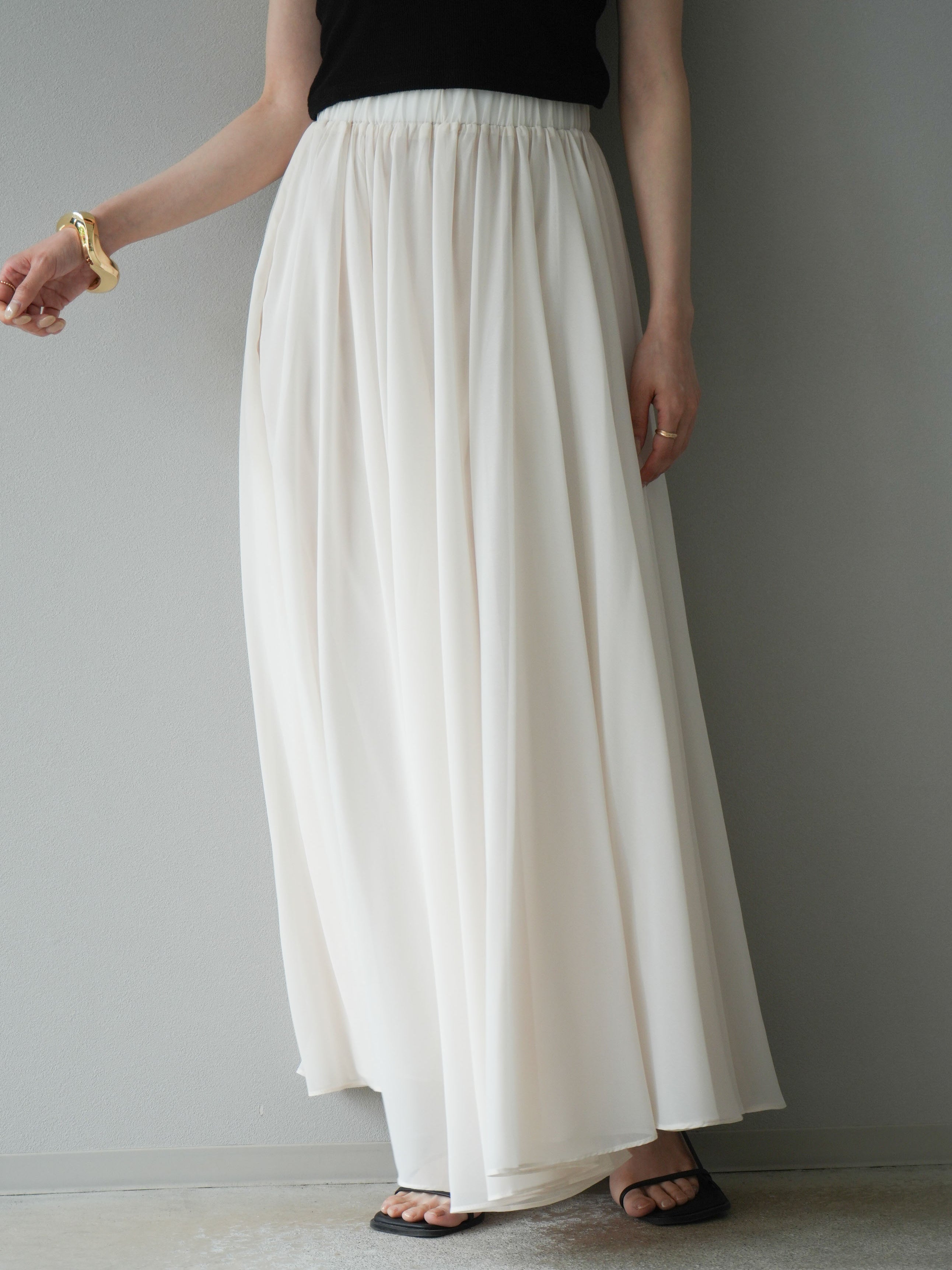 予約]シフォンフレアスカート/アイボリー – Lumier