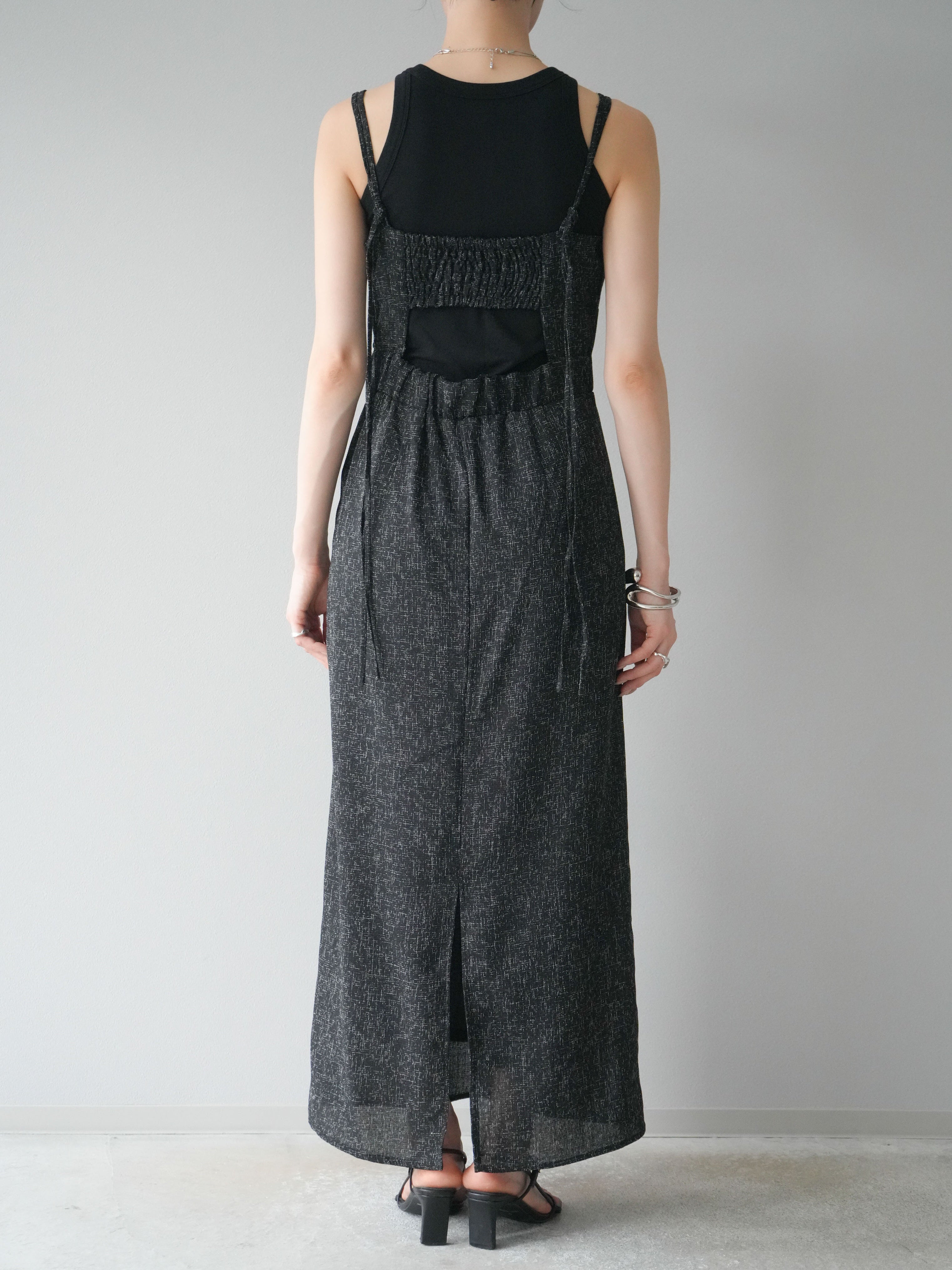 予約]サマーツイードバックオープンキャミワンピース/ブラック – Lumier