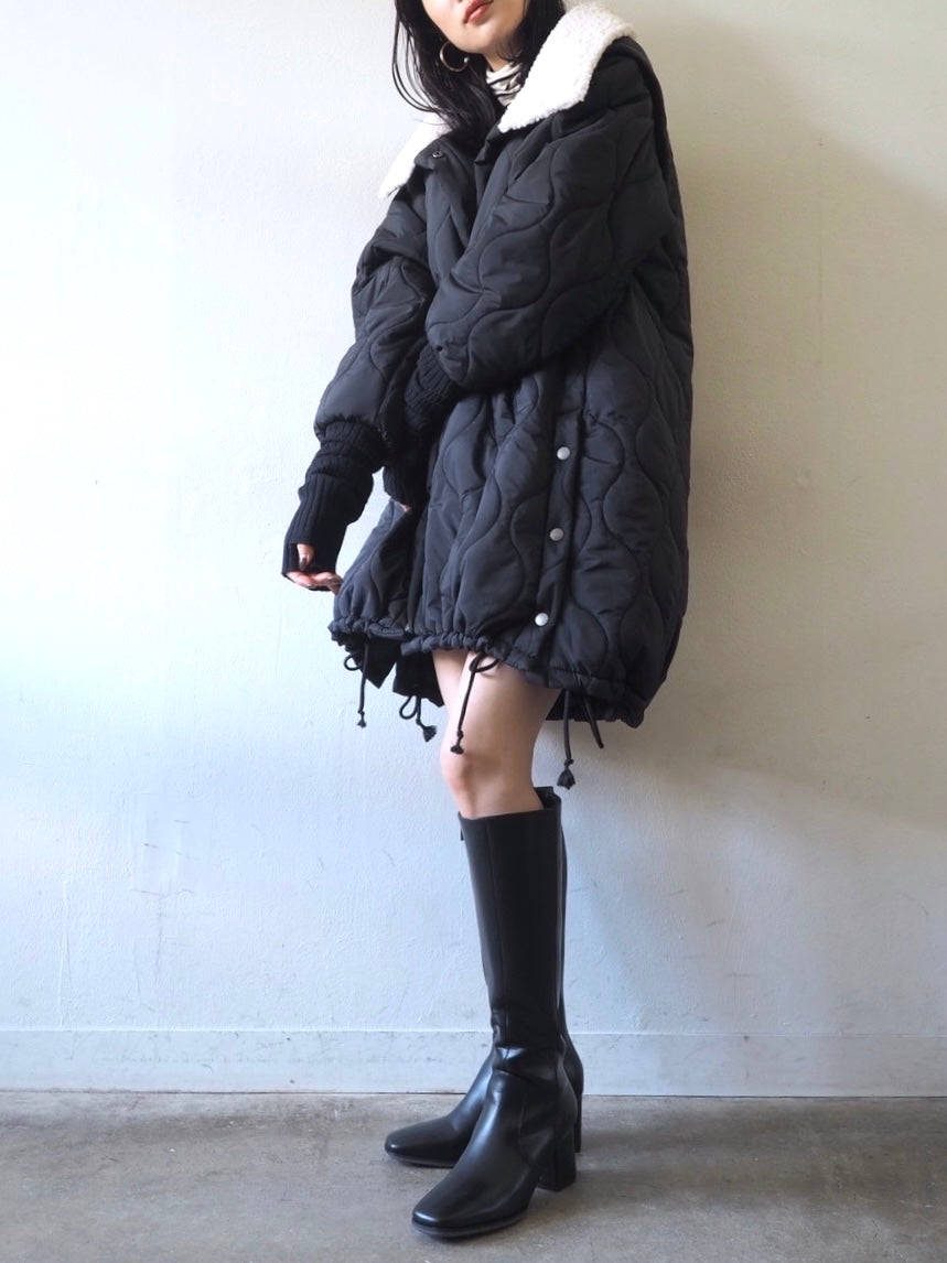 予約]2WAY襟裏ボアキルティングコート/ブラック – Lumier