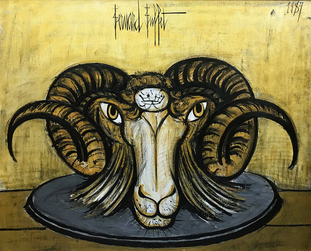 ベルナールビュッフェ リトグラフ レベッシュ公園 1968年製作 ウコン布