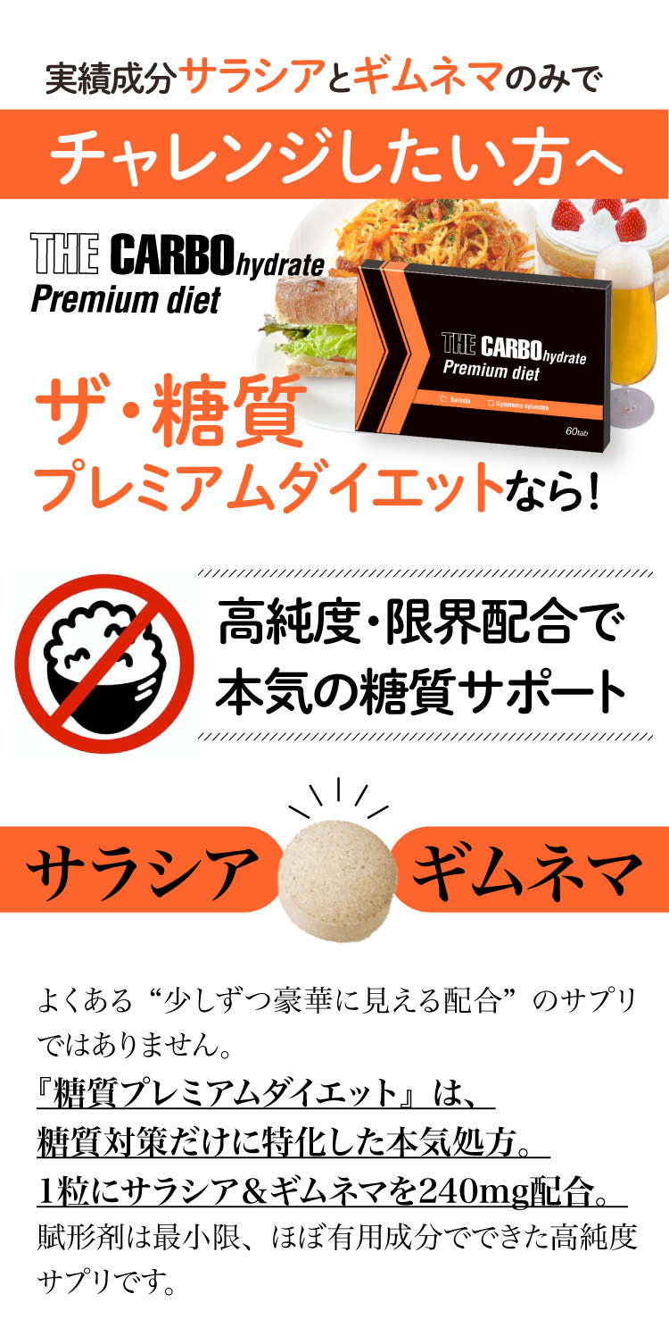 最大40倍濃縮！糖質制限サポート2大成分限界配合！！ザ糖質プレミアム