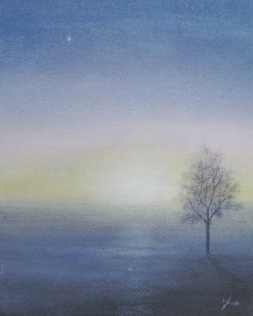 絵画のミクストメディアで藤田高明が描いた絵「朝霧」を通販で販売