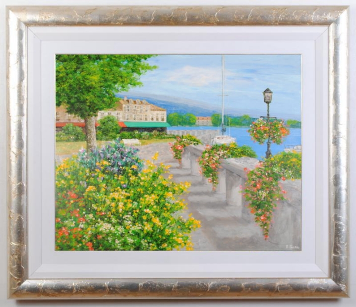 油絵の絵画で生田明が描いたスペインの風景画の油絵「グラナダ」を購入