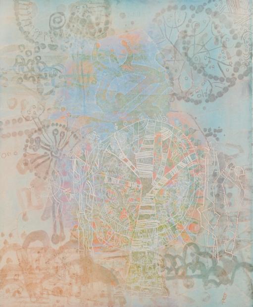 長谷川彰一が銅版画で制作した抽象画の絵画「光の庭園」を通販で販売