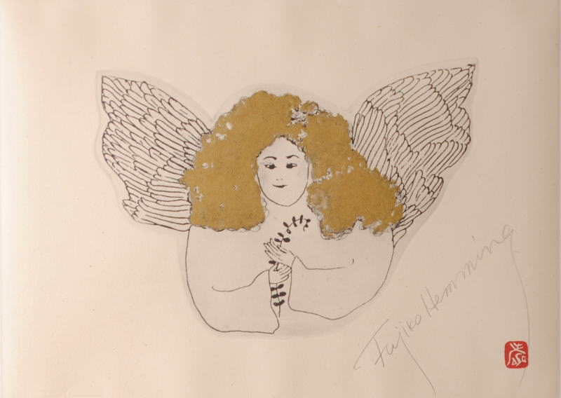 フジ子・ヘミングが銅版画で制作したインテリアの絵画「天使」を通販で販売