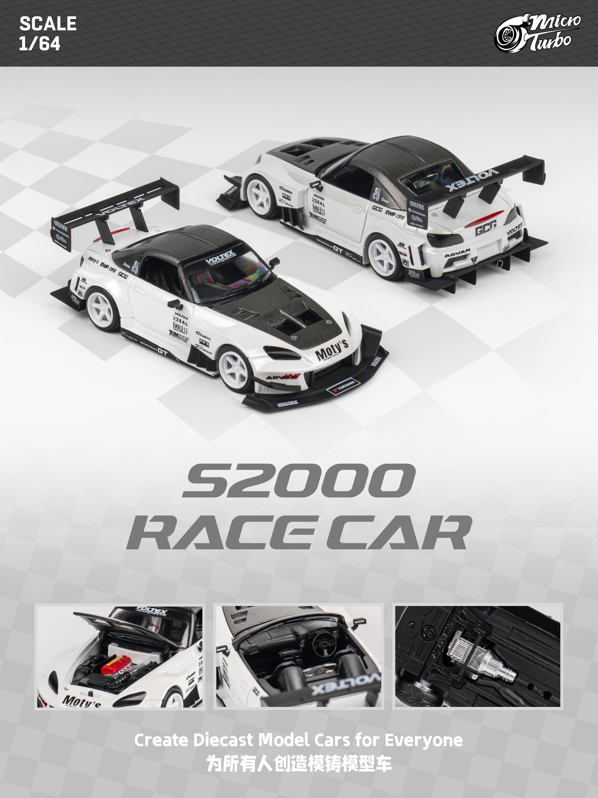 Microturbo 1/64 Custom S2000 - Metallic White