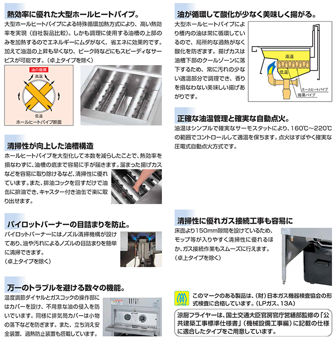 送料無料 業務用フライヤー マルゼン 涼厨ガスフライヤー 1槽型 MGF-C13K