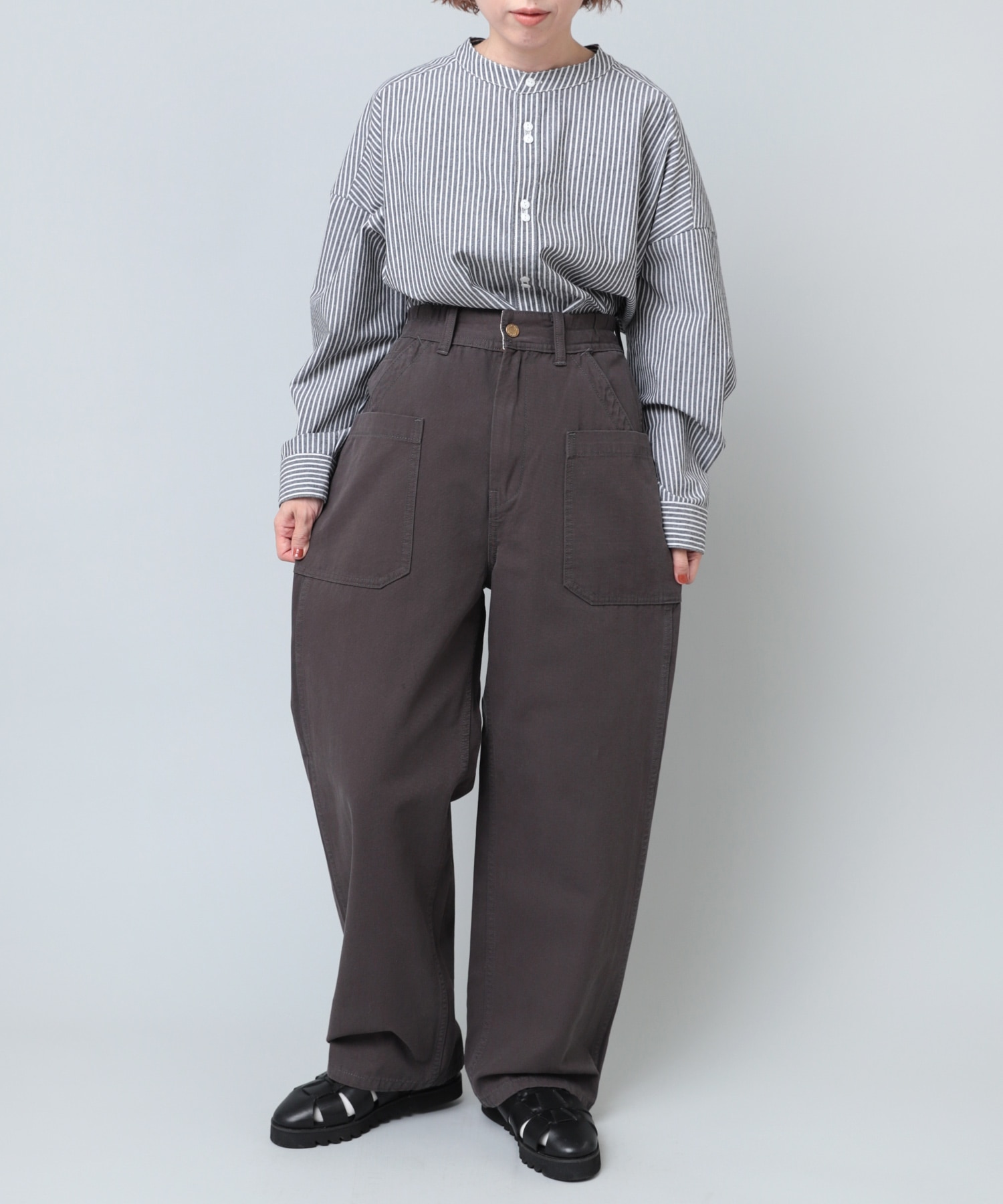 R4119 太めストレートのアトリエパンツ(M グーズグレー): パンツ - RNA