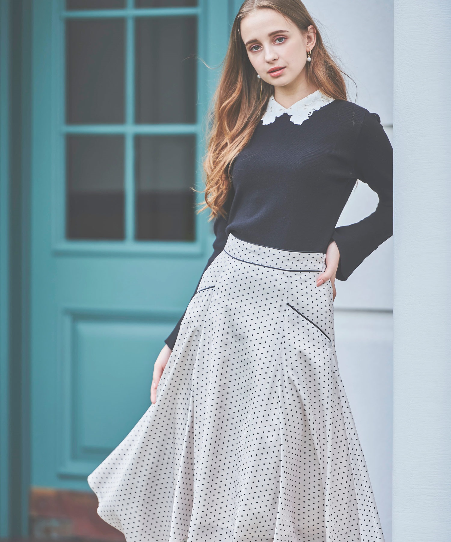 サテンドットスカート | フレアスカート | NOELA OFFICIAL WEB STORE