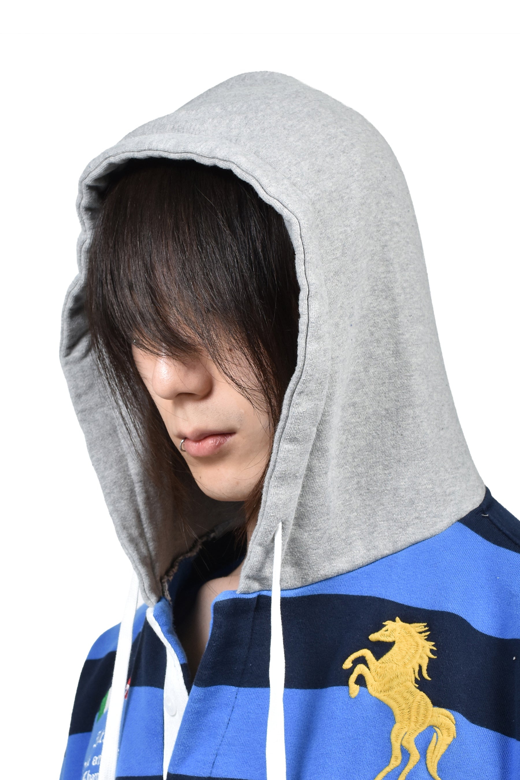 Protocol Index FW25 STRIPE POLO HOODIE / BLU - NUBIAN