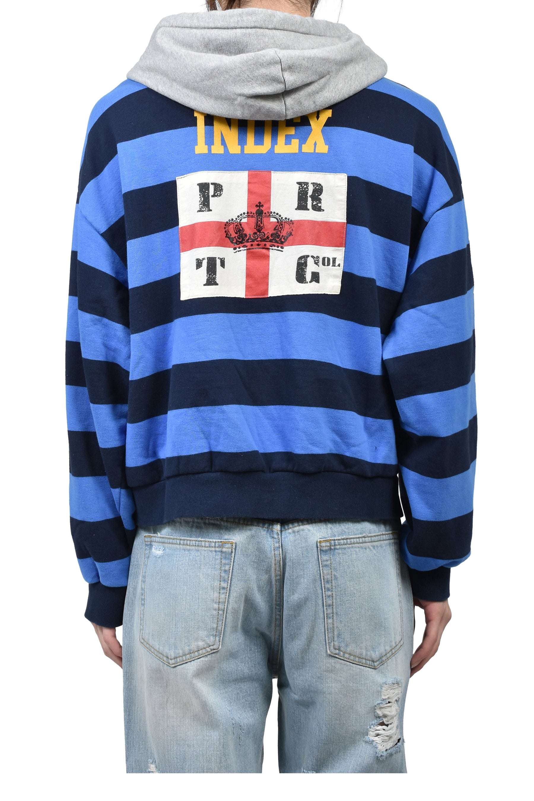 Protocol Index FW25 STRIPE POLO HOODIE / BLU - NUBIAN