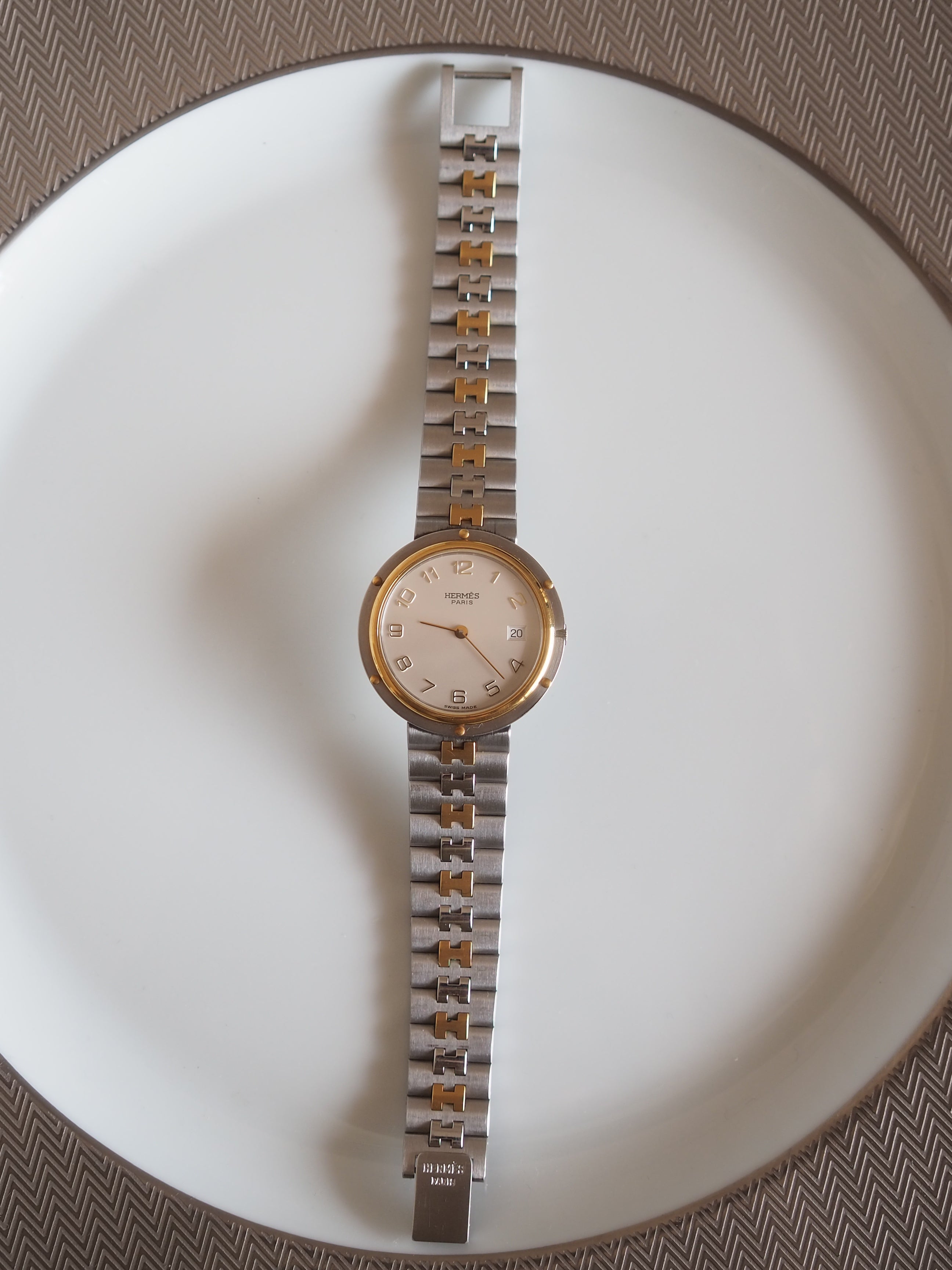 HERMES エルメス オリンピア ウォッチ 腕時計 メンズ コンビ シルバー