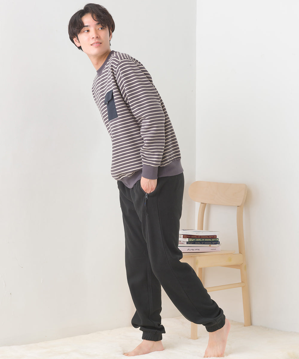 OMNES PURPLE LABEL】メンズ ふわ軽静電気防止マイクロフリースパンツ