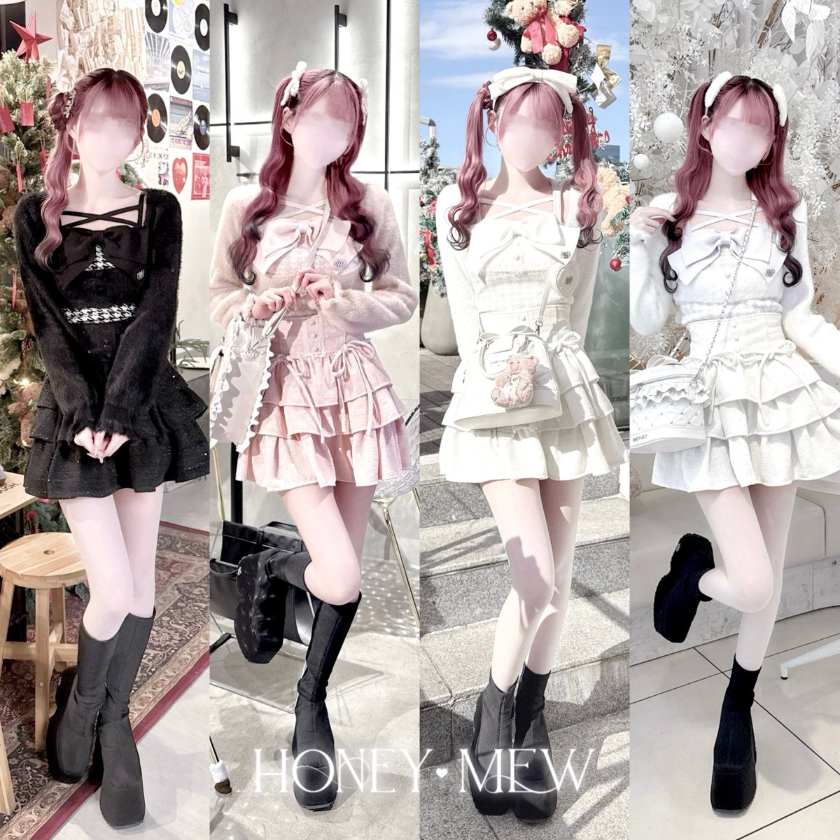 HONEYMEW ハニーミュウ ビッグリボンガーター風アンサンブルトップス XS