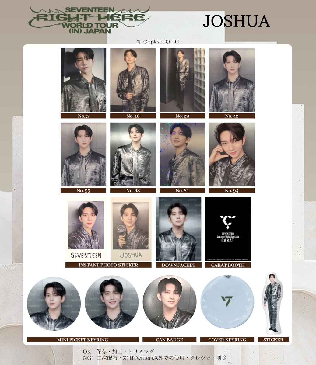 SEVENTEEN WORLD TOUR [ RIGHT HERE IN JAPAN ] - - PHOTO CARD LIST