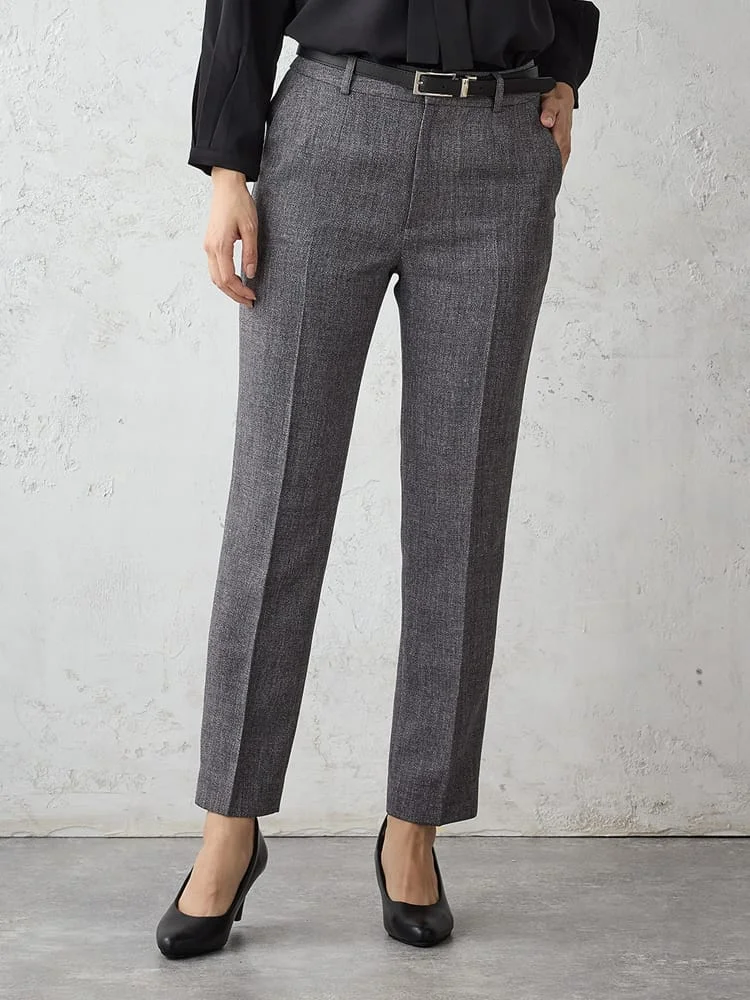 M．グレー ツイードラチネスーツ テーパードパンツ グレー/ブラウン