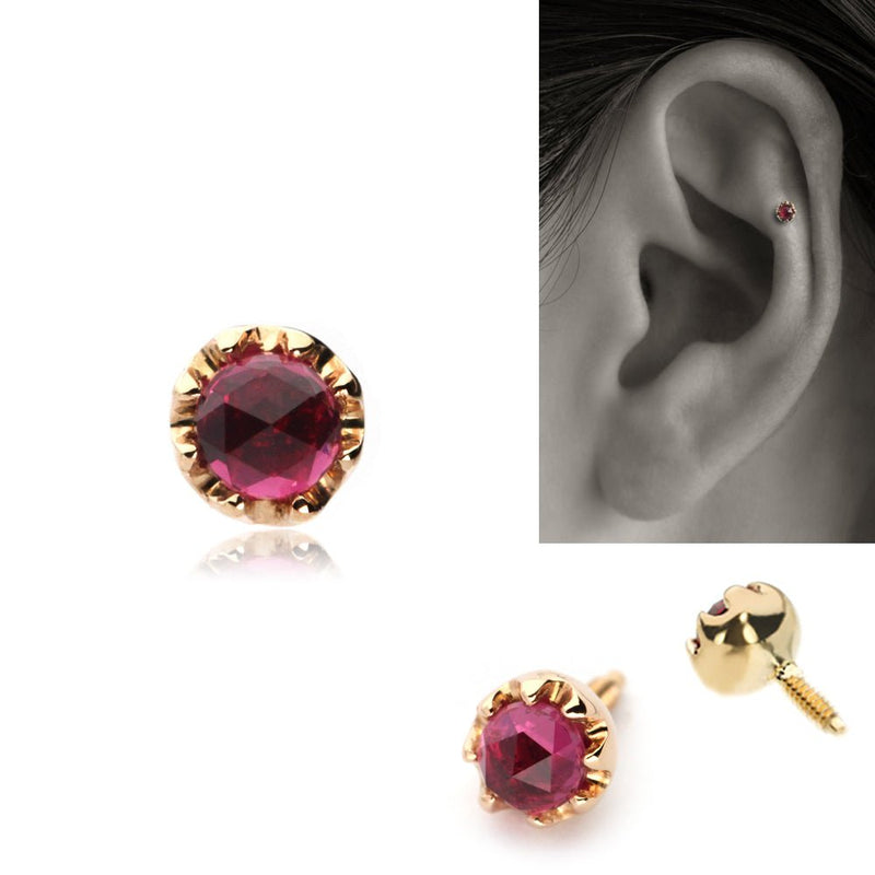 ローズカットルビーのボディピアス│14G 16G対応 ボディピアス – PICOLLET