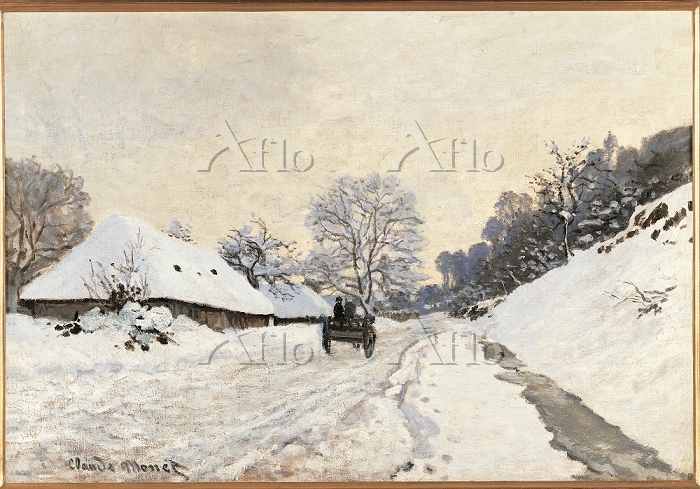 クロード・モネ 「荷馬車、オンフルールへの雪道」 [22008627]のアート