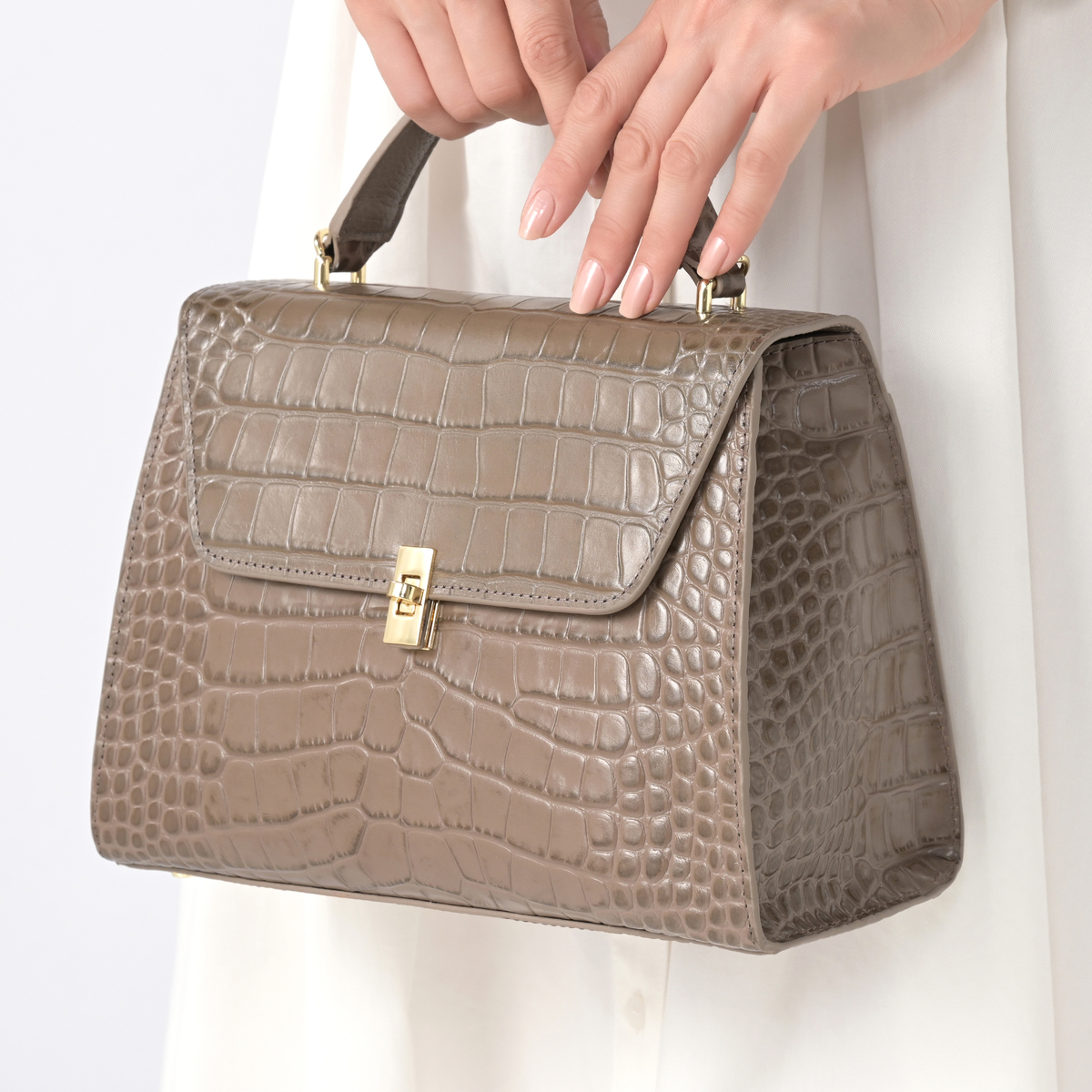 ロダニア イタリアンレザークロコエンボス2WAYハンドバッグ ロダニア