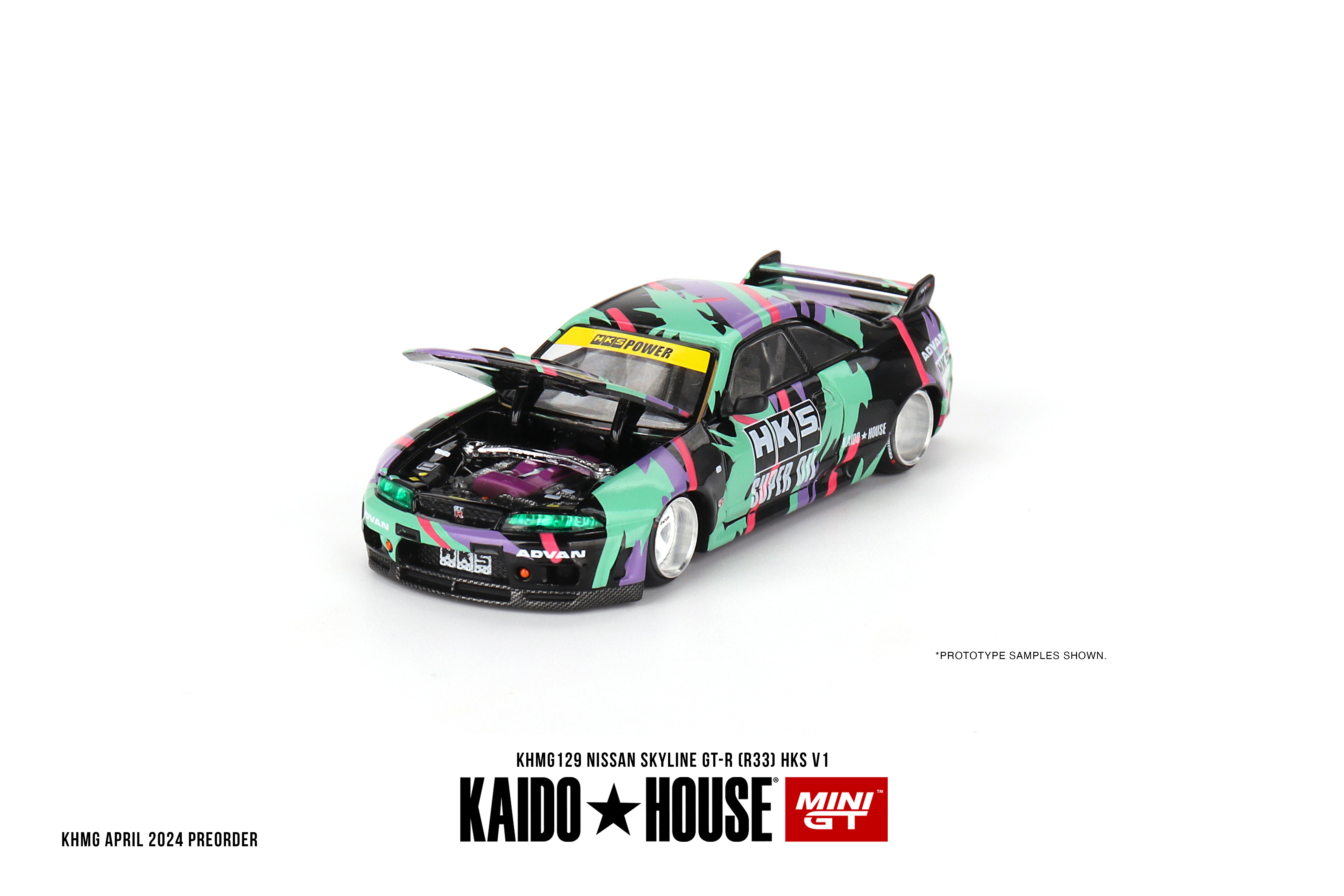 MINI GT KHMG129 1/64 Nissan スカイライン GT-R R33 HKS V1(右