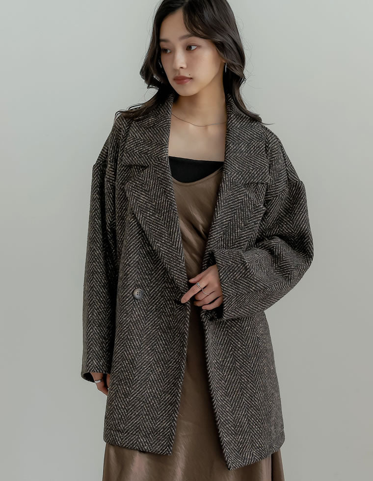 ヘリンボーンダブルジャケットコート - ジャケット/アウター通販