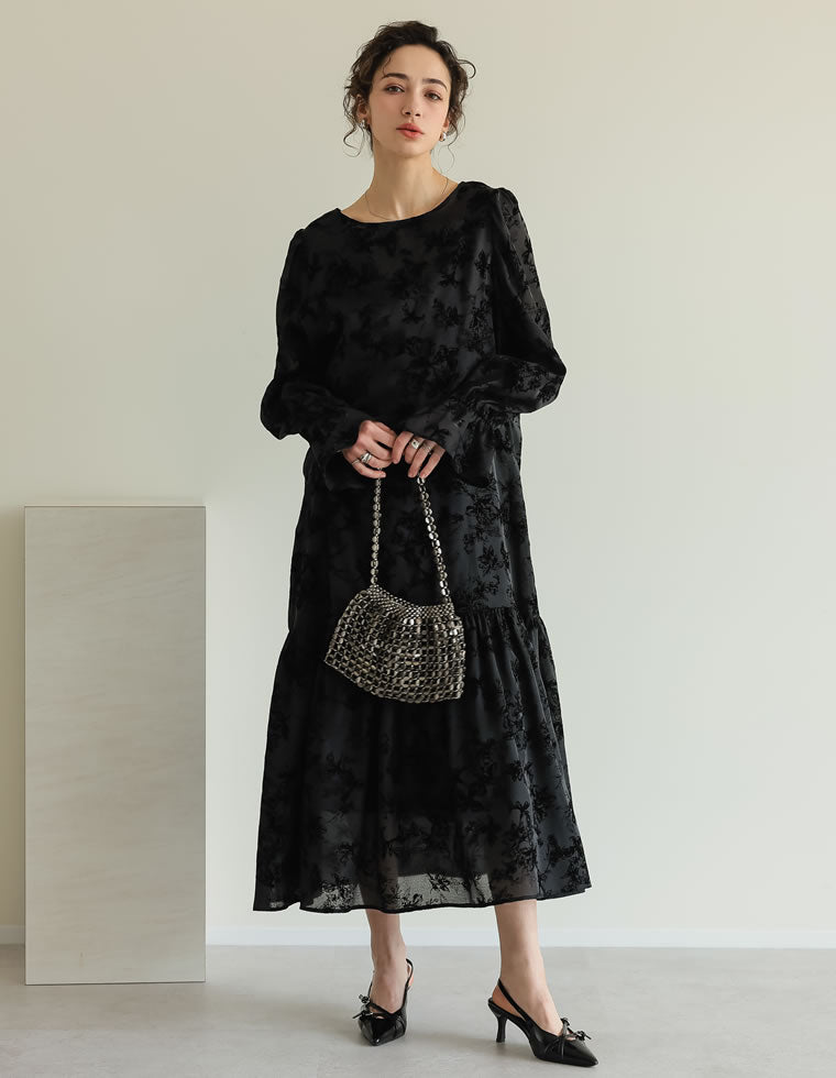 フロッキードットor無地フリルワイドストラップサロペット