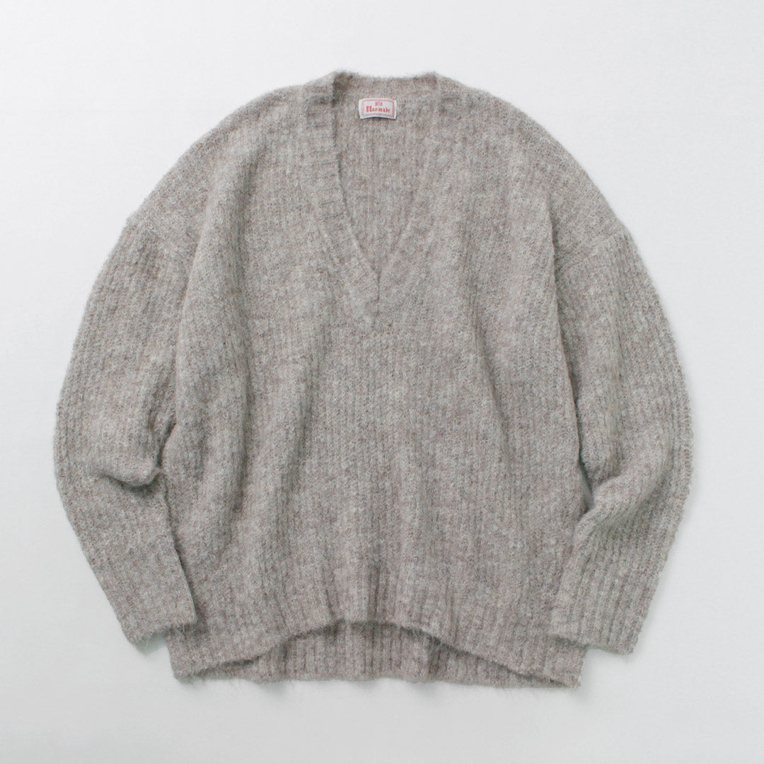 MAO MADE（マオメイド） フェザーヤーン ディープVネック ニット
