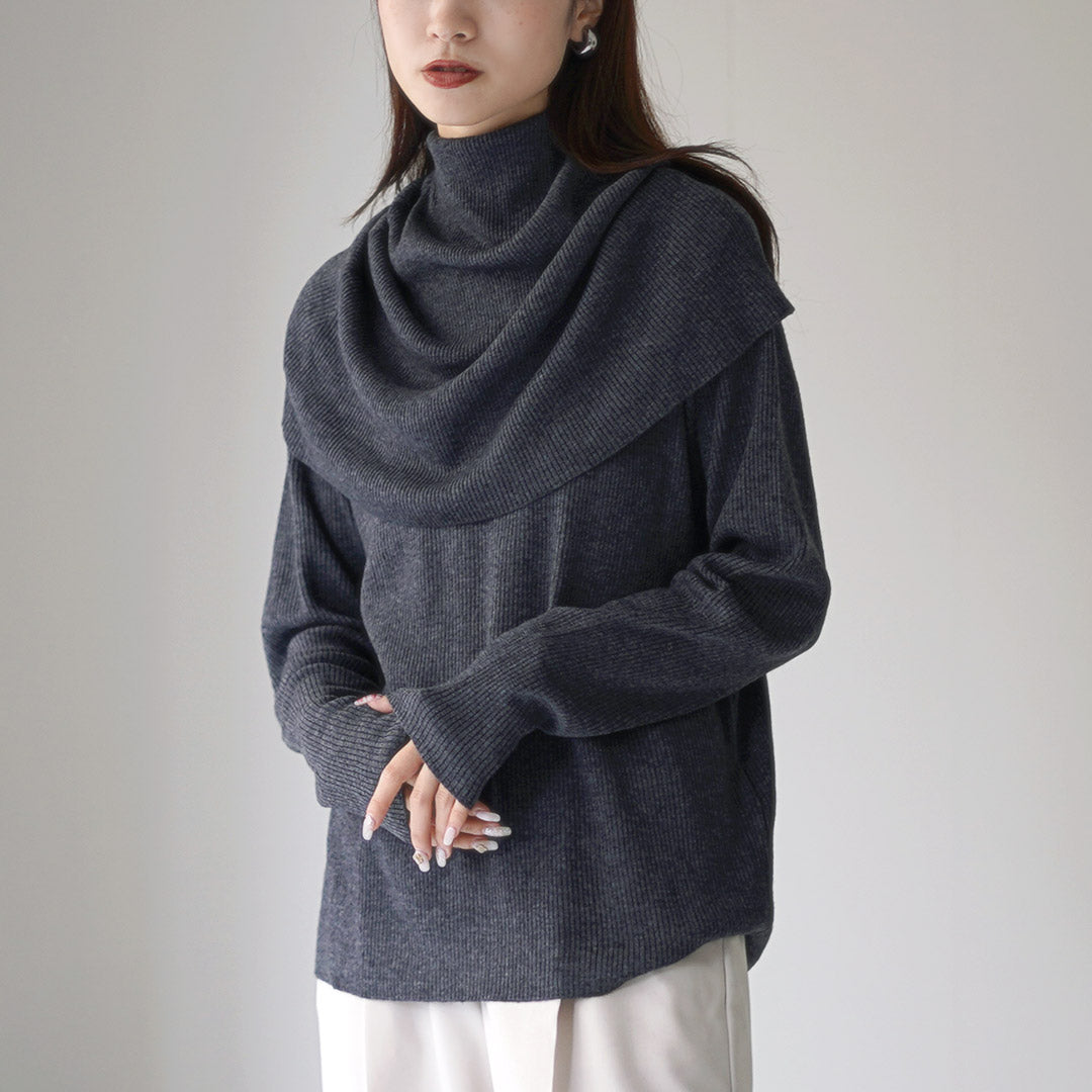 mizuiro ind（ミズイロインド） ケープカラー リブプルオーバー