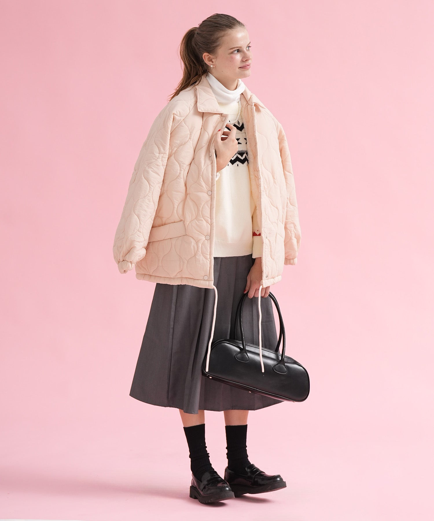 ビッグサイズ襟付きキルティングジャケット – sara&cake