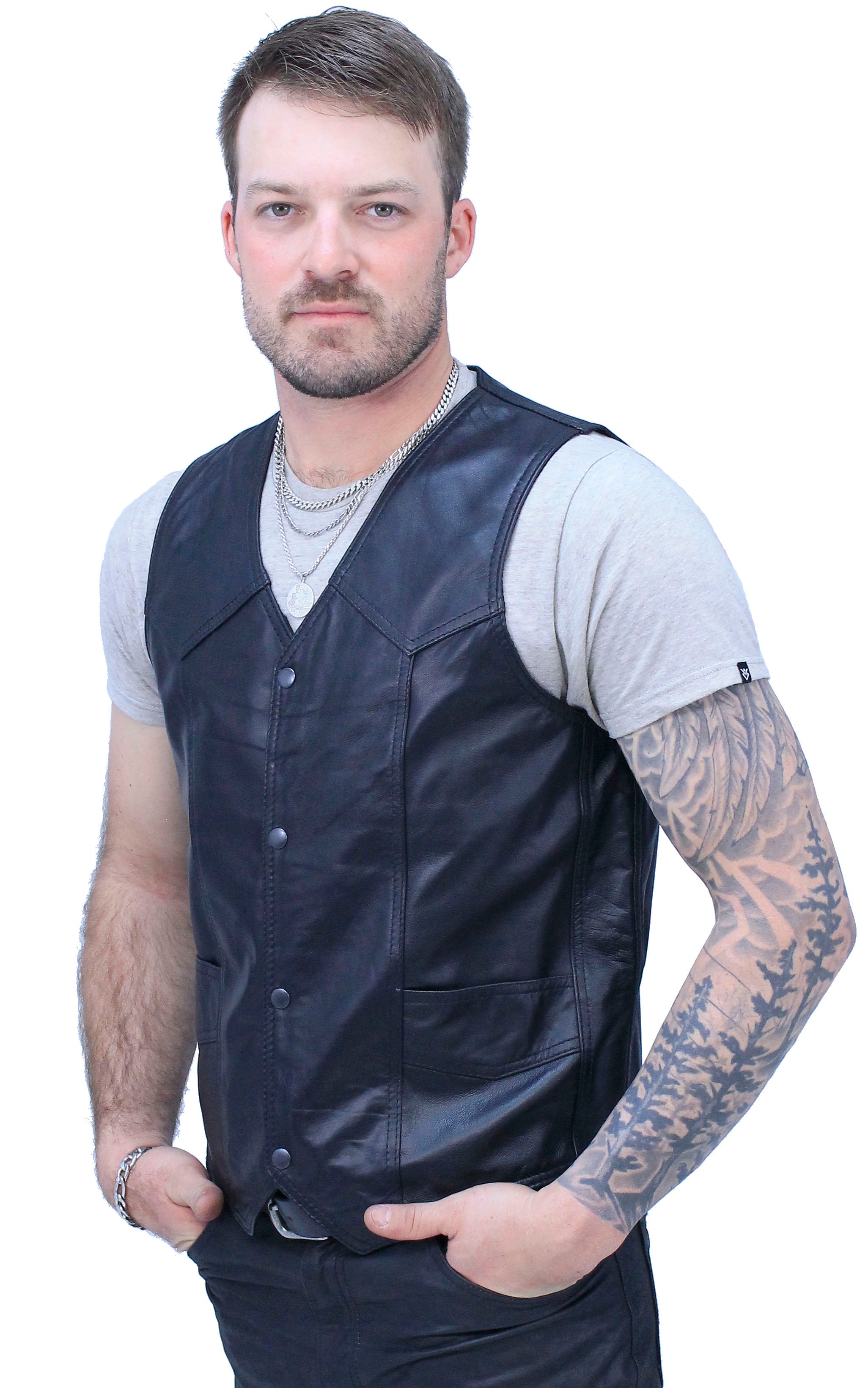 Men's Western Ultra Soft Lambskin Leather Vest #VML01 – Jamin Leather®