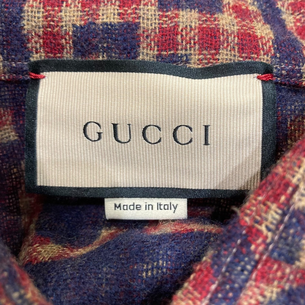 GUCCI(グッチ) マキシGGギンガムウールシャツ756842 756842 レッド