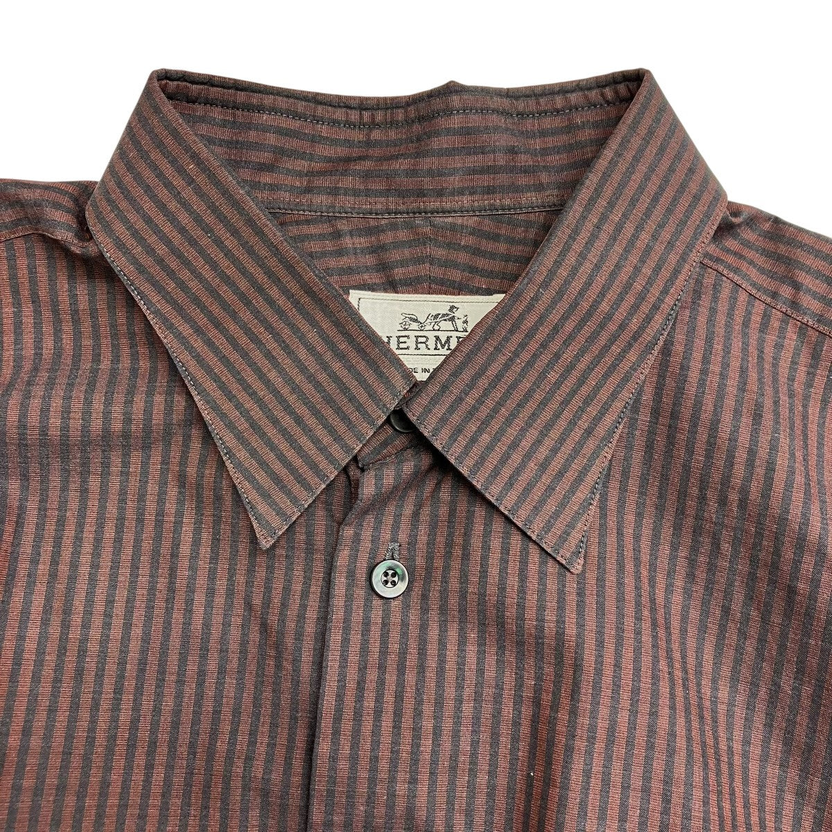 HERMES(エルメス) ストライプシャツ ブラウン サイズ 41｜【公式