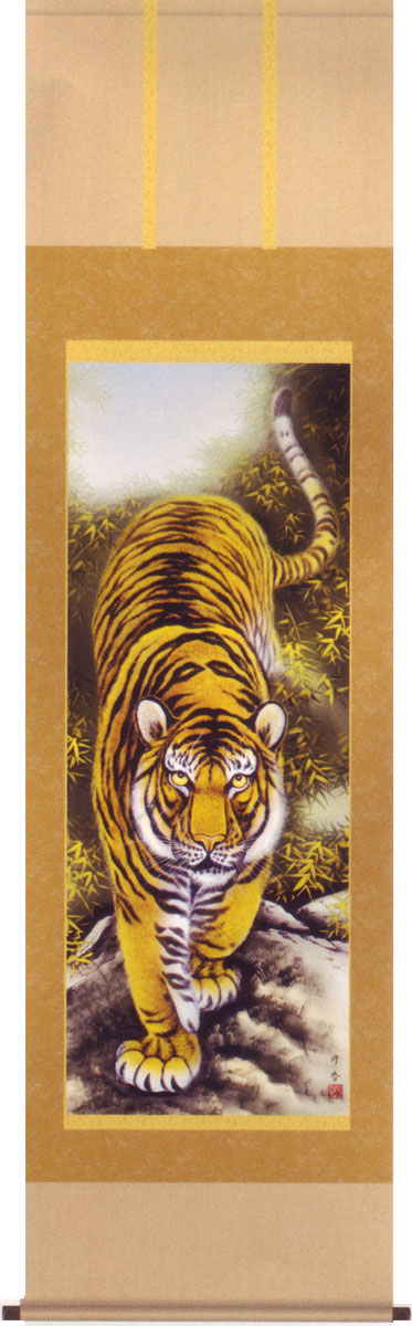 楽天市場】掛け軸 販売 虎 龍 猛虎（上村 修香）?新品掛軸（かけじく
