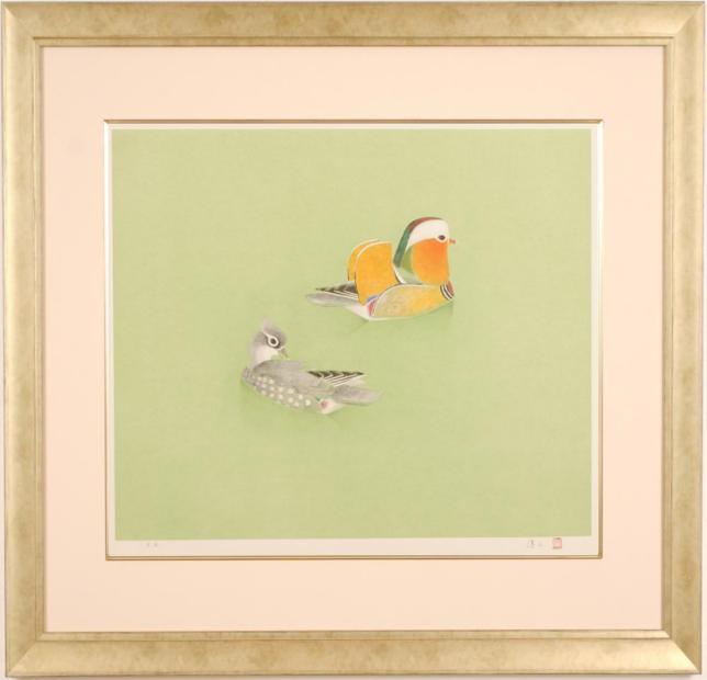 楽天市場】送料無料 上村淳之 四季花鳥図 シルクスクリーン 手摺り