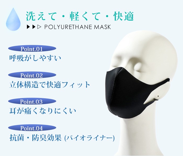 洗えるマスク 日本製 マスク 大人 バイオライナー 3枚入り 個包装 黒
