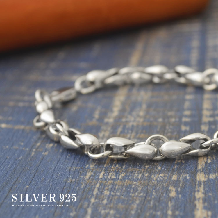 ブレスレット メンズ シルバー925 ティアドロップ シンプル ティアー