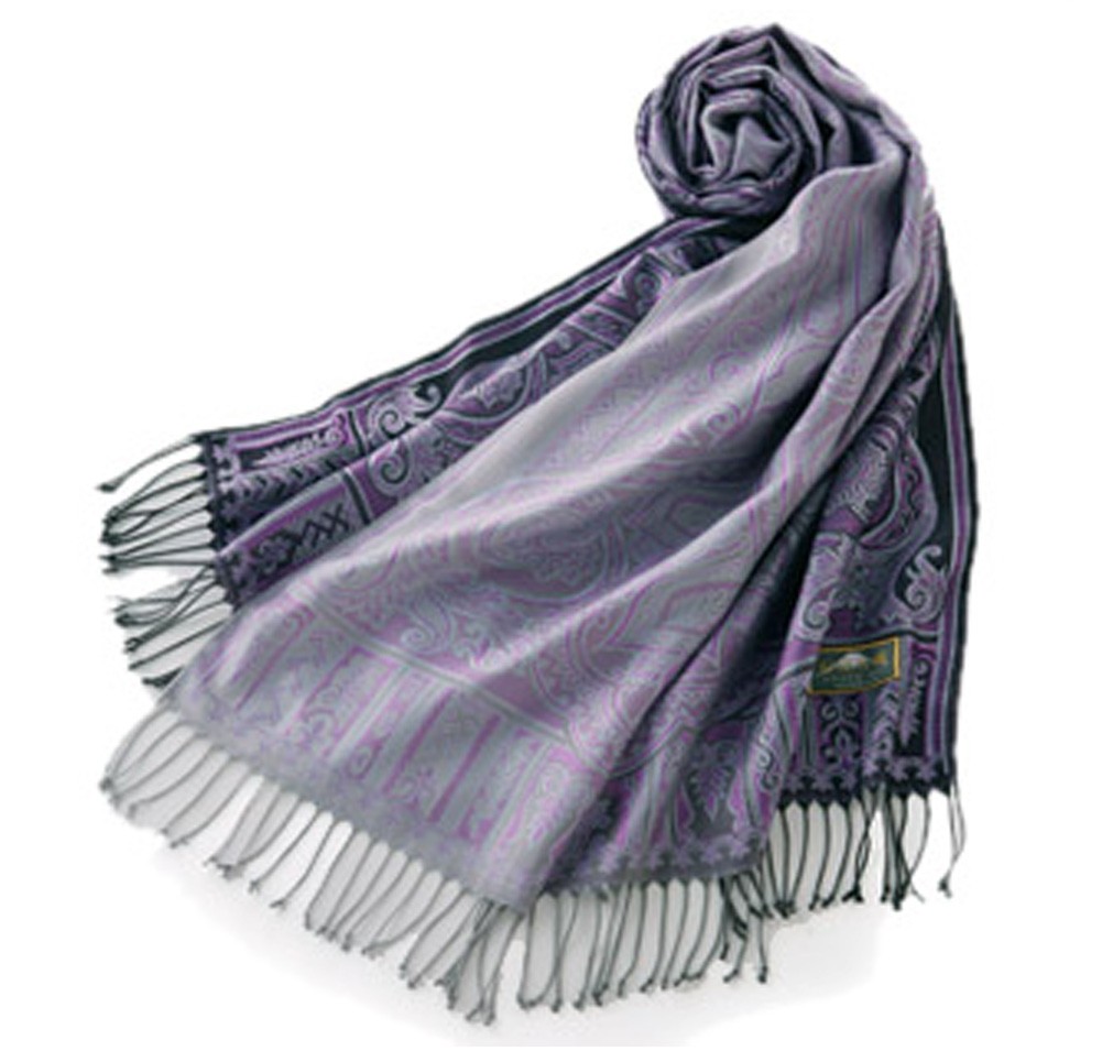 ストール シルク100% 日本製 おぼろ織り ペイズリー柄 大判 レディース