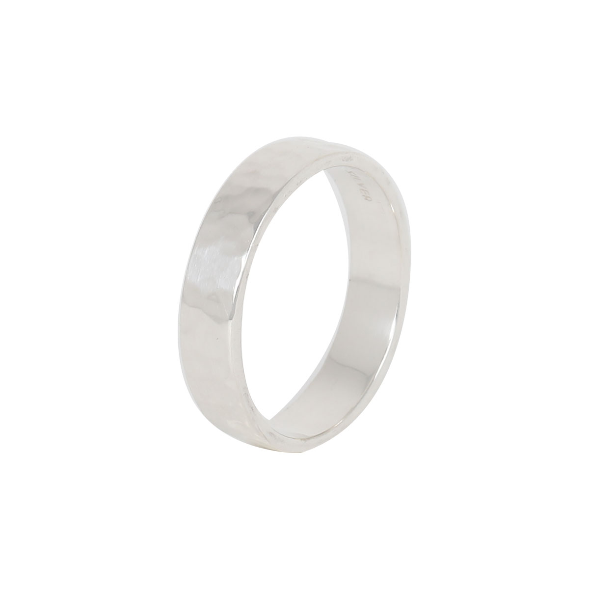 リング シルバー925製 平打ち 槌目 つちめ たたき ツヤなし 幅太
