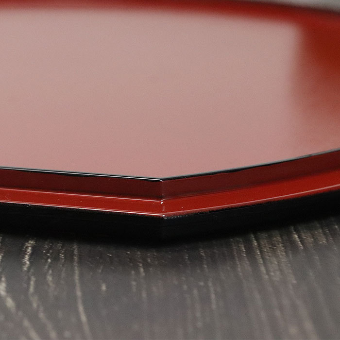 お盆 トレー おしゃれ 両面 半月盆 黒 朱 リバーシブル 両面抗菌加工