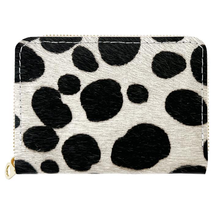 ミニ財布 財布 小銭入れ 本革 ハラコ風ダルメシアン レディース 牛革