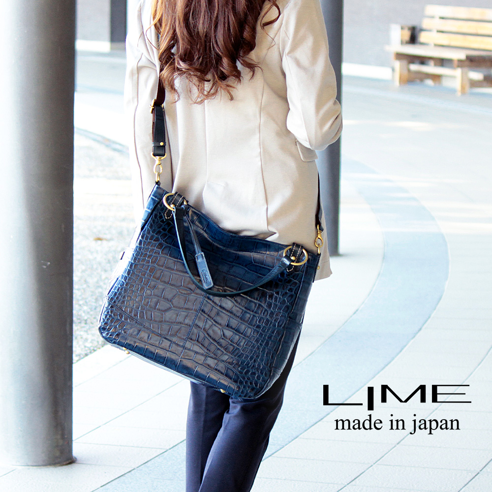 LIME made in japan トートバッグ 本革 2ウェイ ショルダーバッグ 通勤