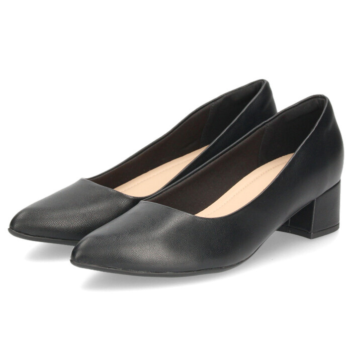 パンプス ローヒール 黒 ポインテッドトゥ コンフォート きれいめ