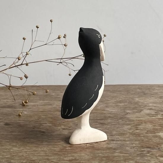 ハシビロコウの木彫 インテリア 置物 木彫り 木製 動物雑貨 可愛い