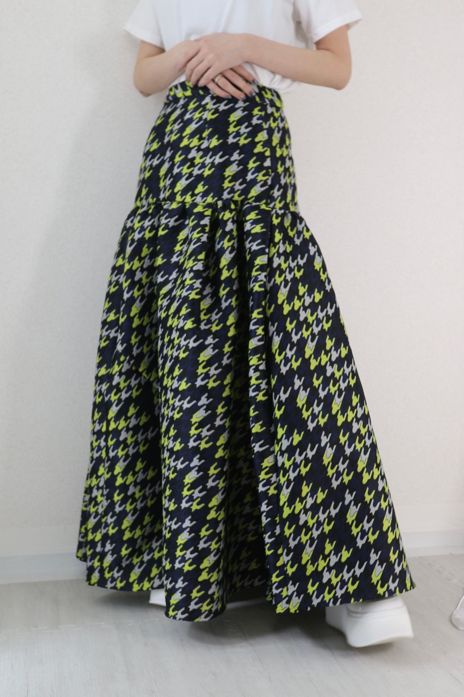 UN3D. - CHIDORI JACQUARD SK / チドリジャカードスカート (イエロー