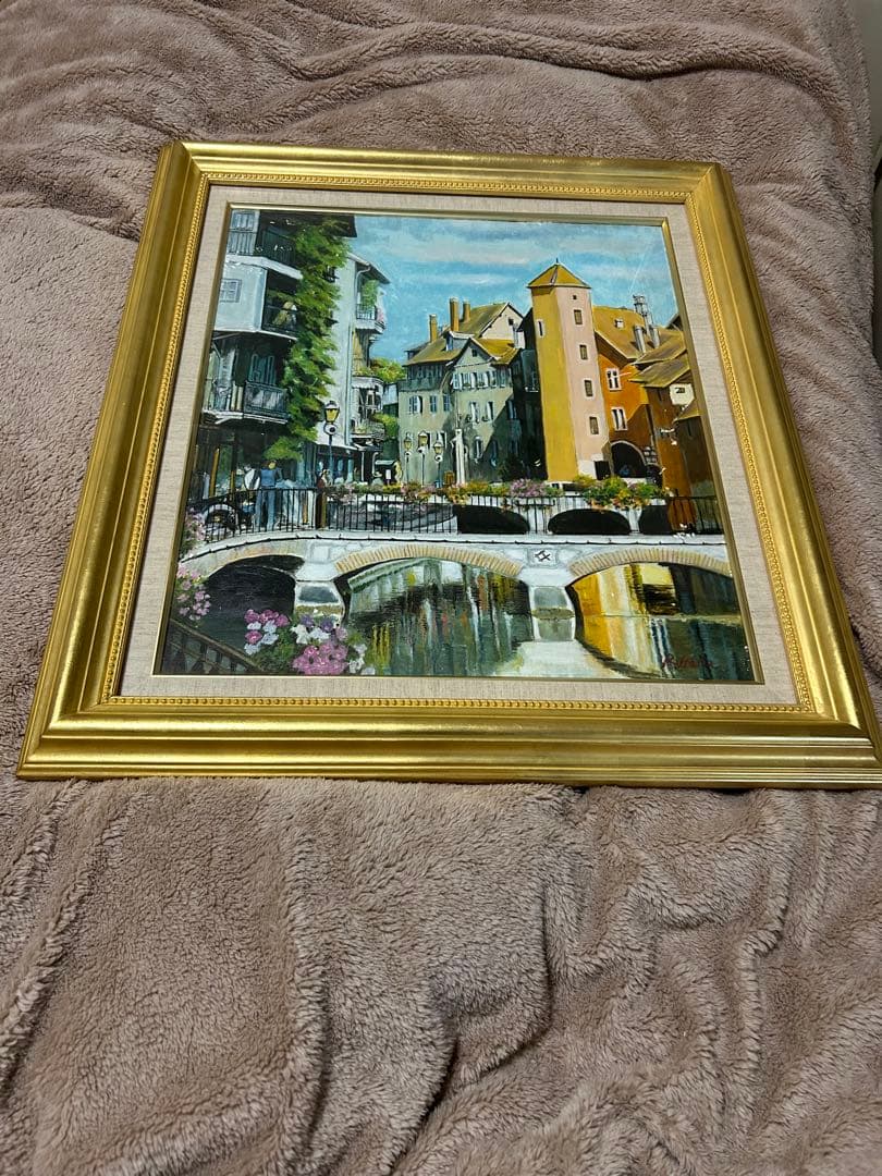 油彩画 原良次［花のある町・フランス] サイズ F10 - メルカリ